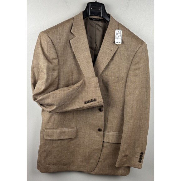 Jos A Bank Traveler Tailored Mens Brown Silk & Wool Blazer Sport Jacket 46R NWT - Picture 2 of 10